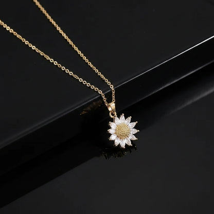 Collier Pendentif Tournesol avec Coffret Cadeau – Zircon Cubique