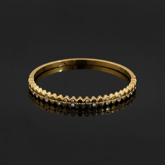 Bracelet Manchette Zircon Géométrique Acier Inoxydable Waterproof - Empilable Femme