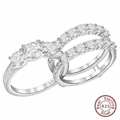 Bague Alliance Newshe Argent 925 Sterling Zircone Cubique AAAAA Femme Bijoux Mariage