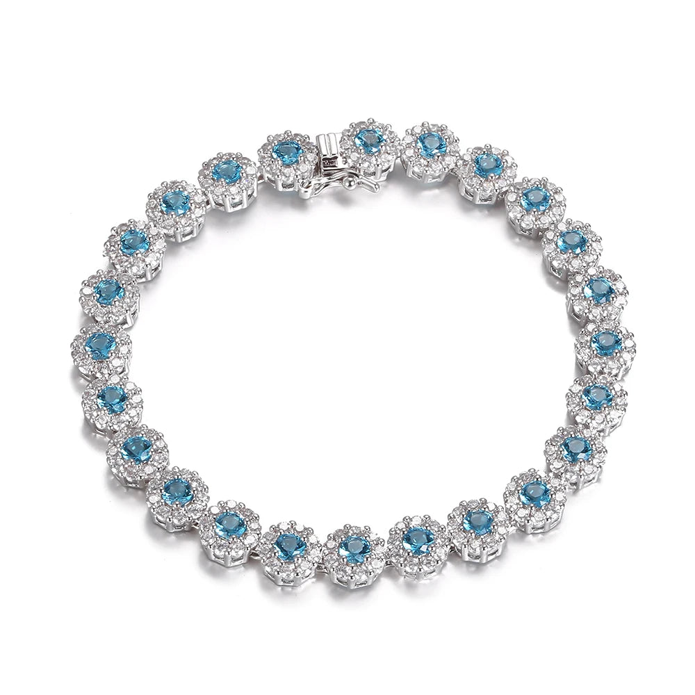 Bracelet Tennis Argent 925 Plaqué - Zircone Cubique Cristal - Bijou Élégant Femme