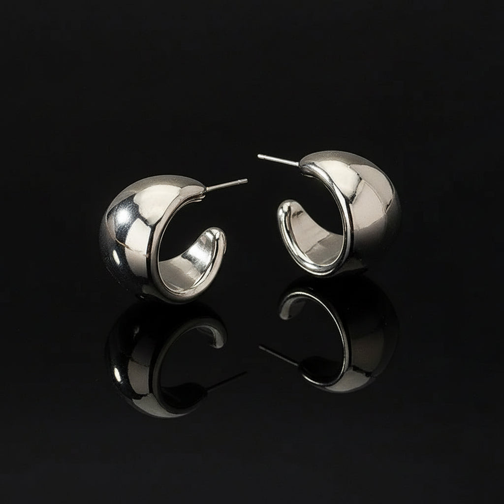 Créoles Acier Inoxydable Larges - Boucles d'Oreilles Rondes Tendance Femme