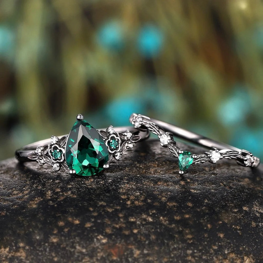 Bague Vigne Zircon Cubique Noir Gun