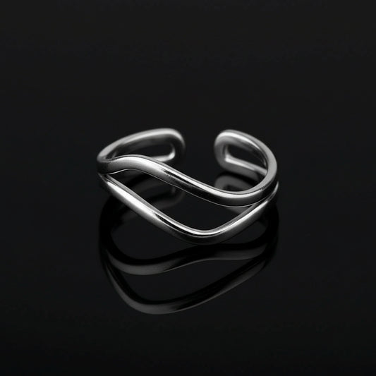 Bague Lignes Minimaliste Acier Inoxydable argenté
