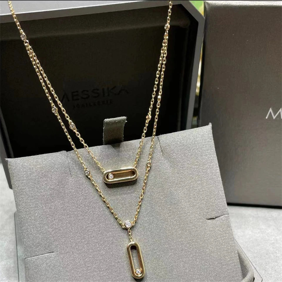 Collier Pendentif Zircon Forme O - Plaqué Or