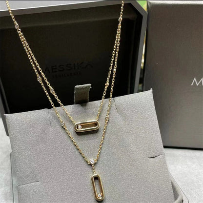 Collier Pendentif Zircon Forme O - Plaqué Or