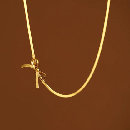 Collier Choker Nœud Minimaliste Plaqué Or 18k