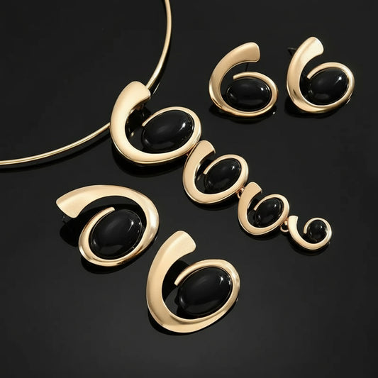 Set Bijoux Luxe Femme - Collier Choker et Ear Cuff Strass Noirs