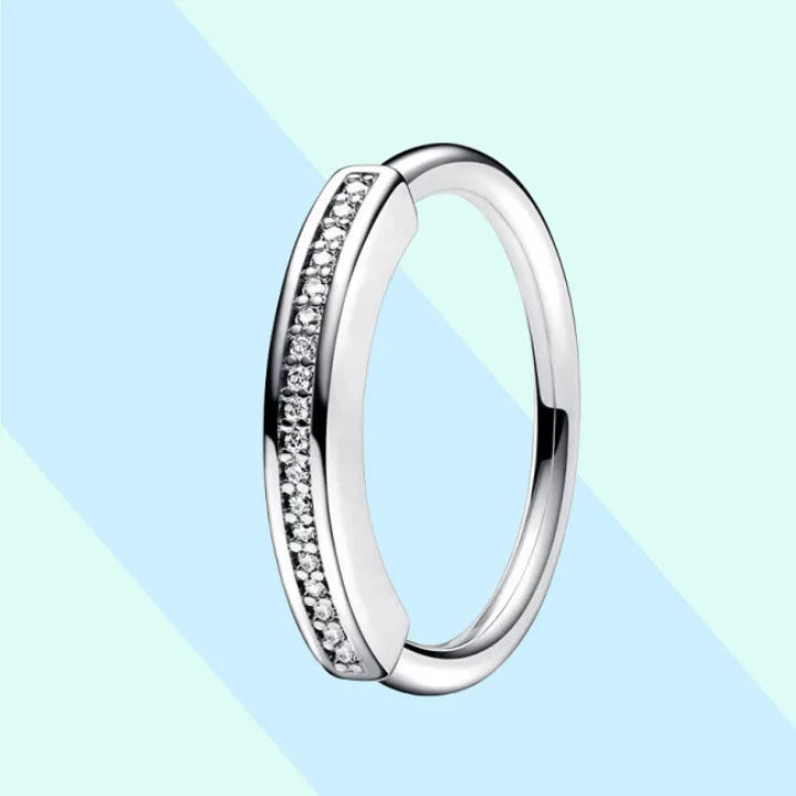 New Hot 925 Silver Colorful Timeless Pavé Triple-row Rings Wedding Diy Charm Luxury DIY Jewelry Gifts