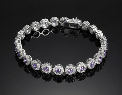 Bracelet Tennis Argent 925 Plaqué - Zircone Cubique Cristal - Bijou Élégant Femme