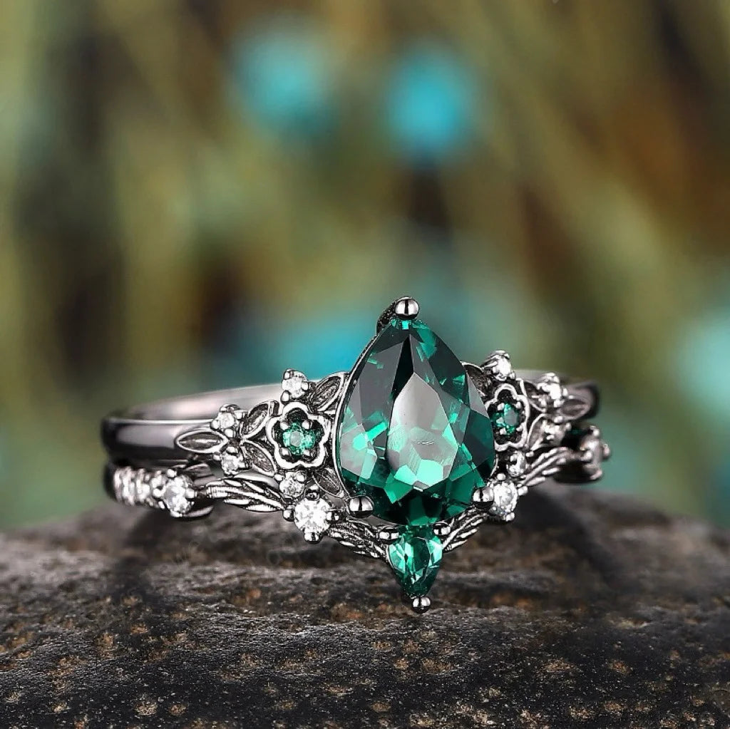 Bague Vigne Zircon Cubique Noir Gun