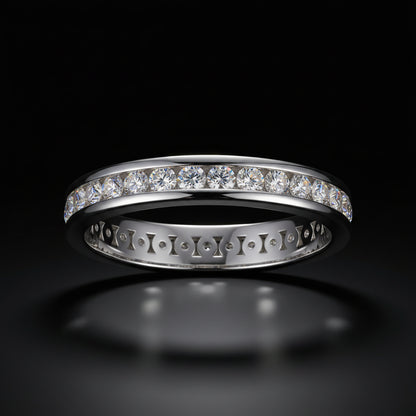 Alliance Éternité Rangée Complète — Moissanite D VVS1 0,84ct | Argent 925 | Serti Canal