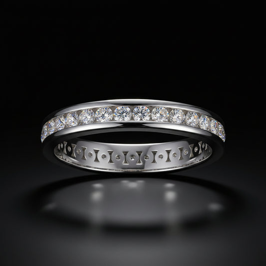 Alliance Éternité Rangée Complète — Moissanite D VVS1 0,84ct | Argent 925 | Serti Canal