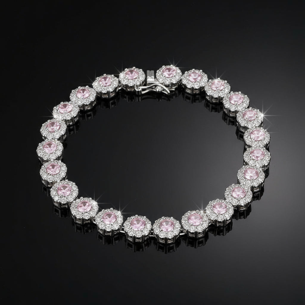 Bracelet Tennis Argent 925 Plaqué - Zircone Cubique Cristal - Bijou Élégant Femme
