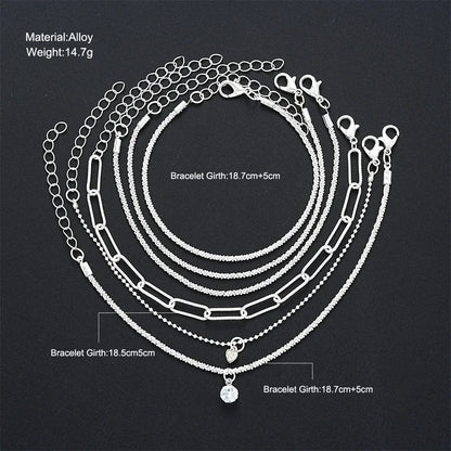 Lot de 6 Bracelets Femme Argent 925 Strass - Charme Ciel Étoilé Coréen Luxe