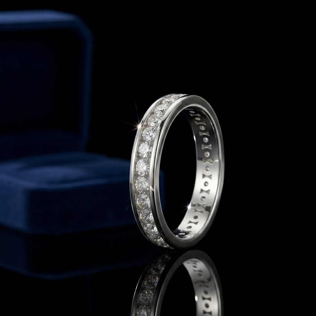 Alliance Éternité Rangée Complète — Moissanite D VVS1 0,84ct | Argent 925 | Serti Canal
