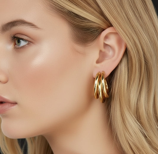 Créoles Acier Inoxydable Larges - Boucles d'Oreilles Rondes Tendance Femme