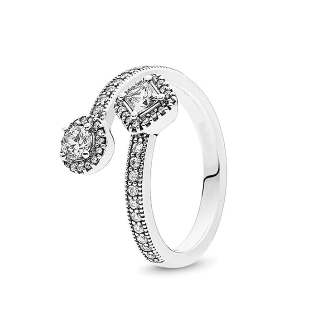 New Hot 925 Silver Crown Sparkling Rings Sun Moon Celestial Heart Women's Set Ring Wedding Diy Charm Luxury DIY Jewelry Gift