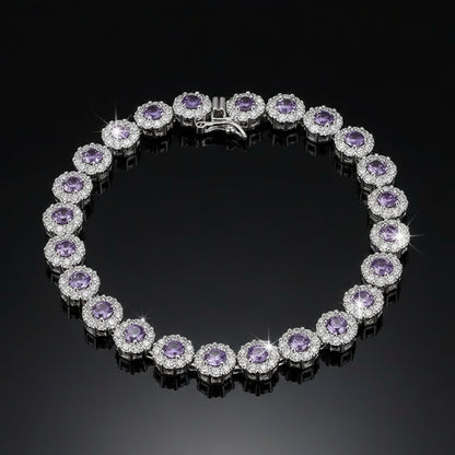 Bracelet Tennis Argent 925 Plaqué - Zircone Cubique Cristal - Bijou Élégant Femme