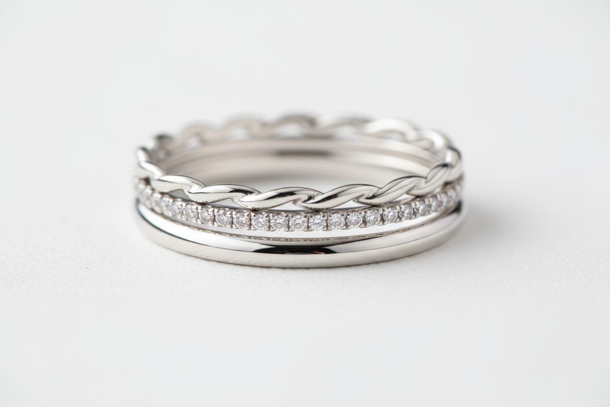 Set de trois bagues fines empilables en argent